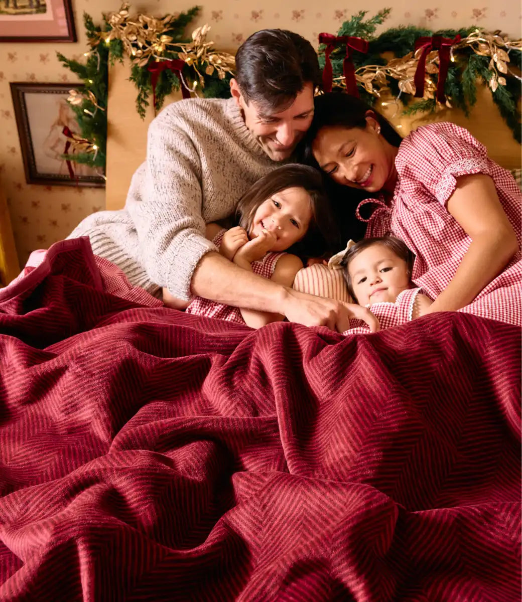 Harborview Herringbone Cranberry Blanket