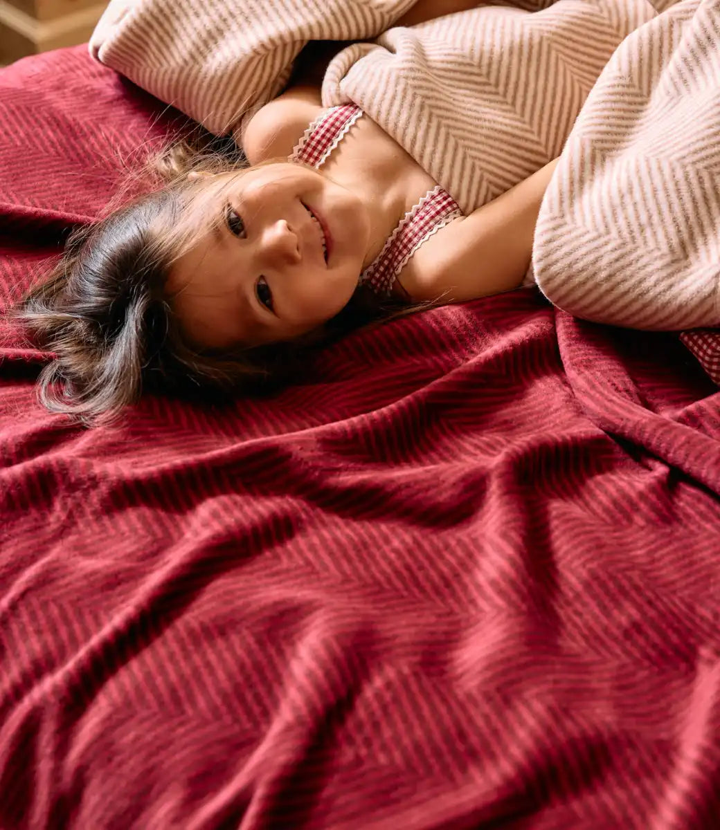 Harborview Herringbone Cranberry Midi Blanket