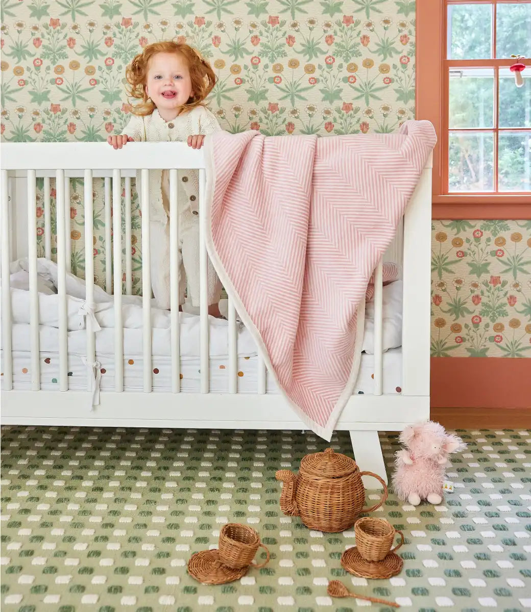 Harborview Herringbone Ballet Pink Midi Blanket