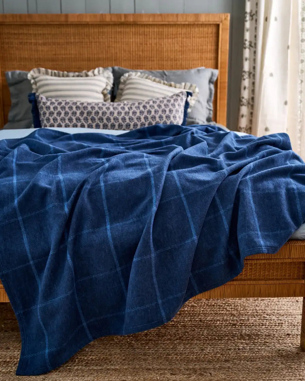 Windowpane Navy Lightweight Blanket