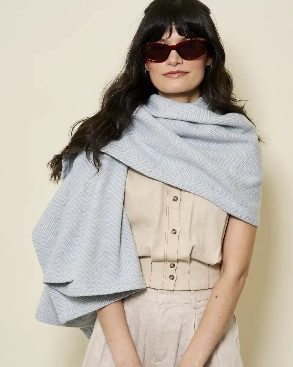 Bayside Herringbone Fog Shawl