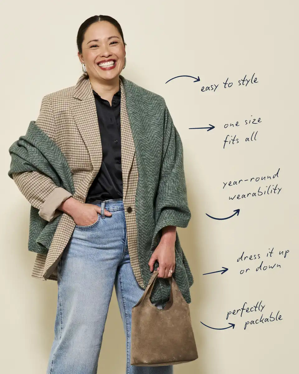 Bayside Herringbone Evergreen Shawl