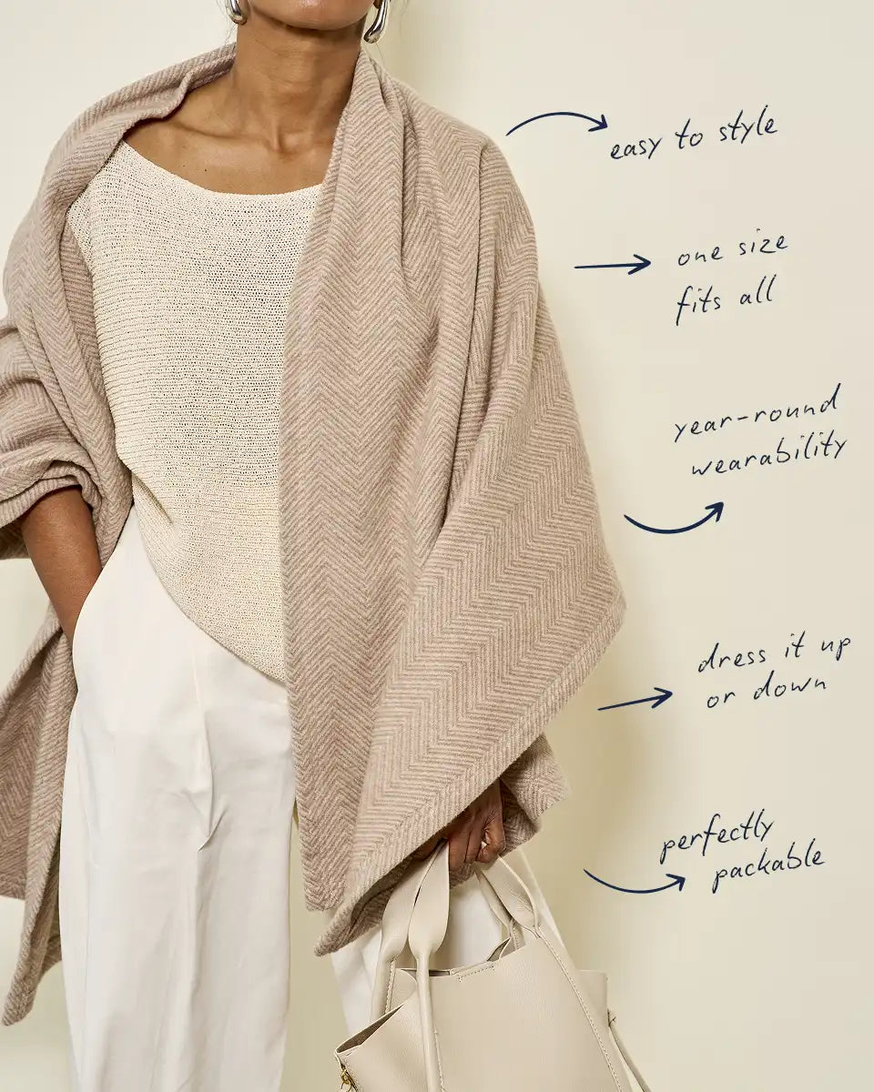 Bayside Herringbone Wheat Shawl